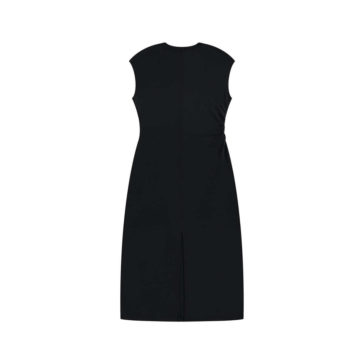 Ruched Sleeveless Midi Dress – Slim Fit — Drapeworth dress