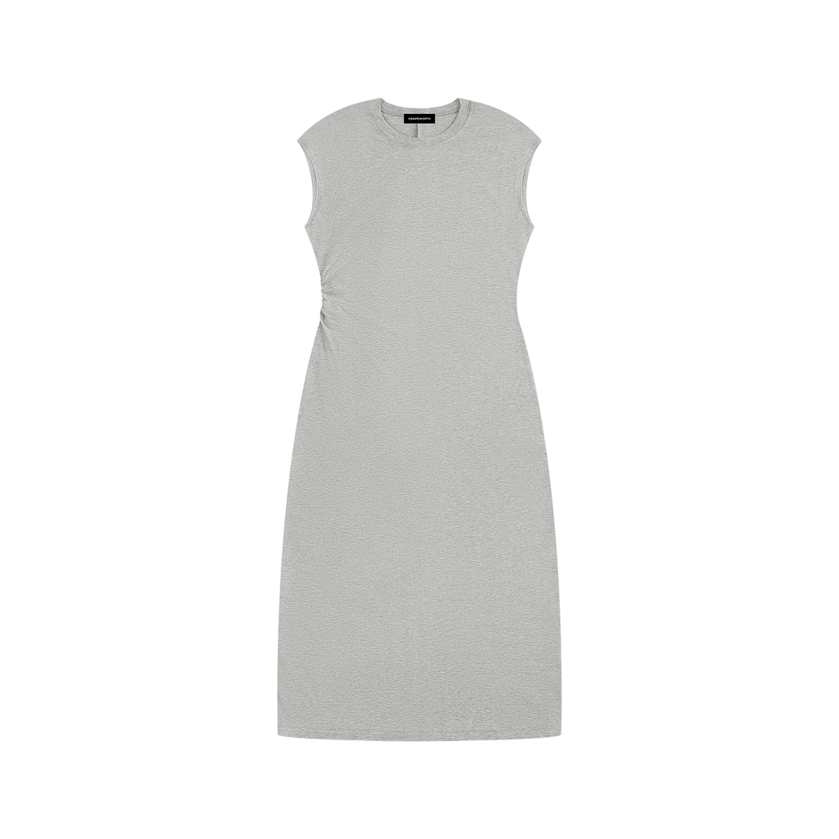 Ruched Sleeveless Midi Dress – Slim Fit — Drapeworth dress