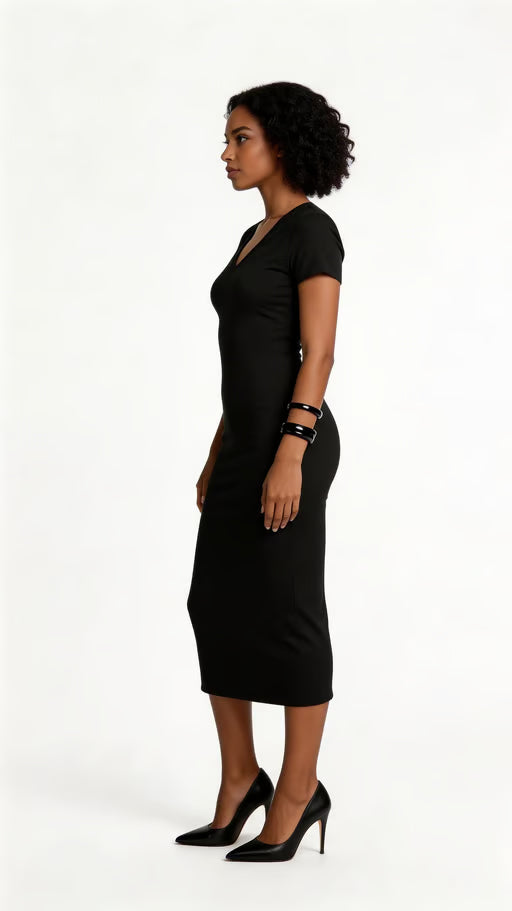 Bodycon Maxi Dress – V-Neck Slit Sculpted Fit