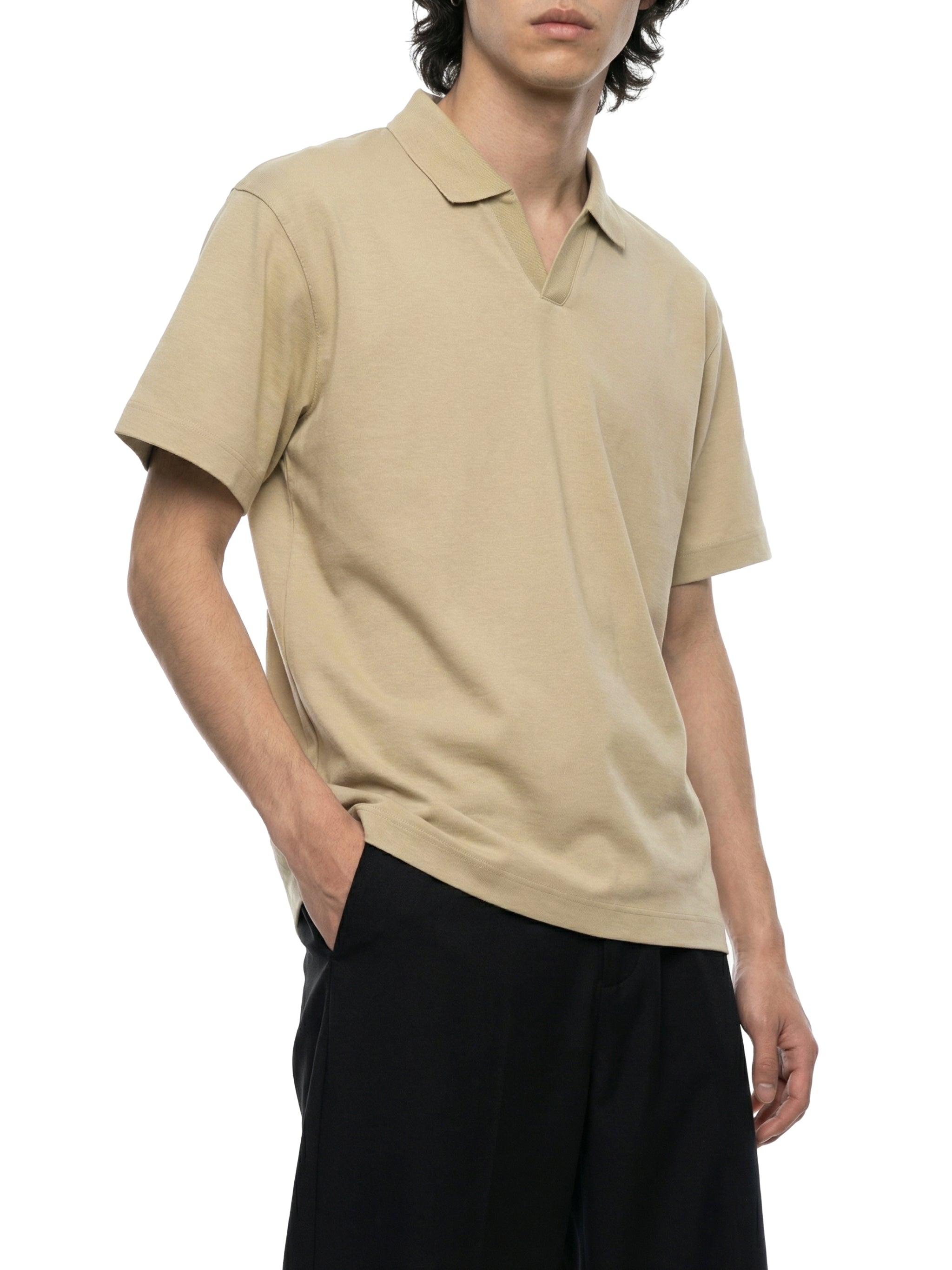 V-Neck Polo Tee – Short Sleeve Relaxed Fit (Lightweight Essential)