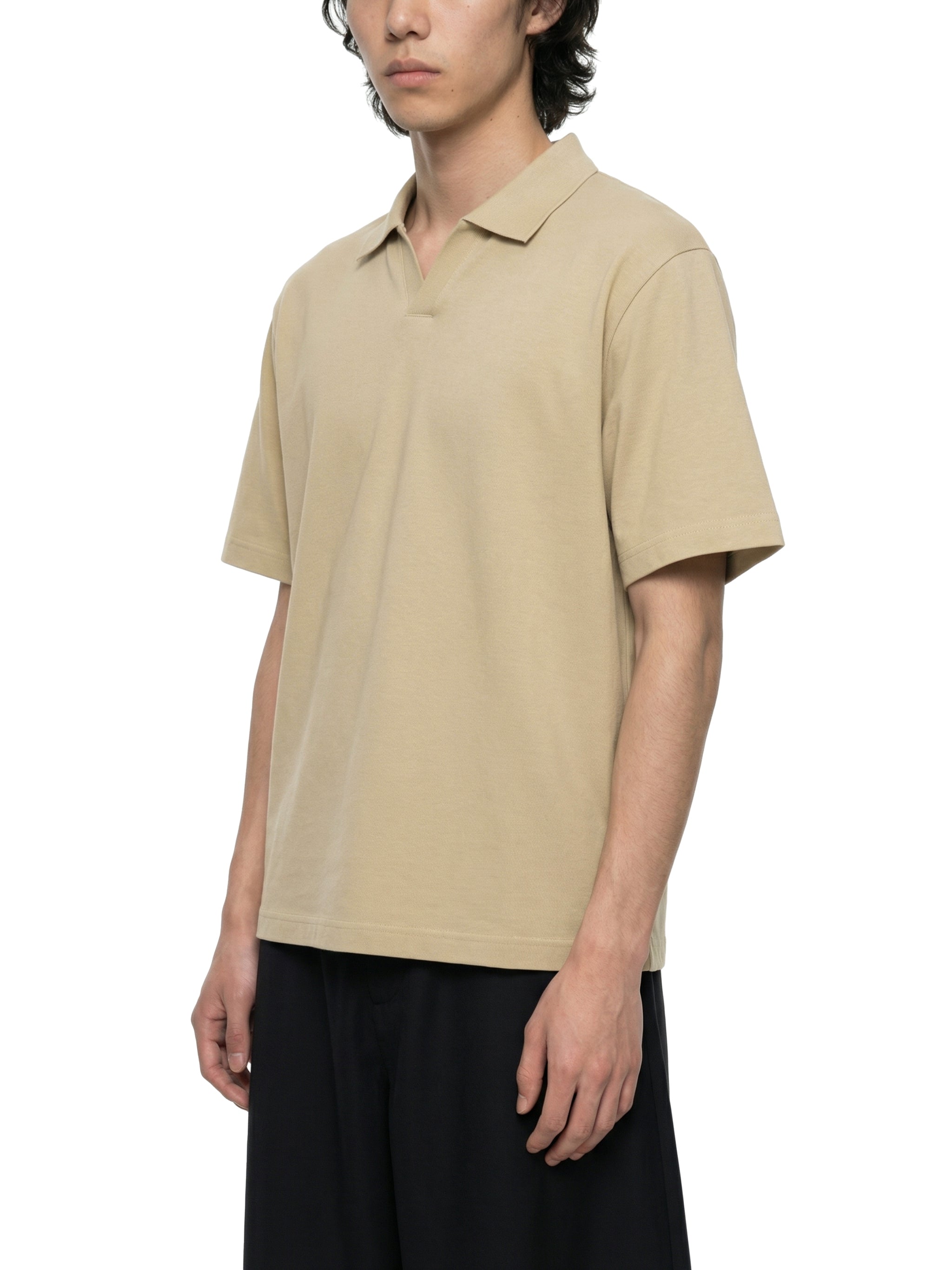 V-Neck Polo Tee – Short Sleeve Relaxed Fit (Lightweight Essential)