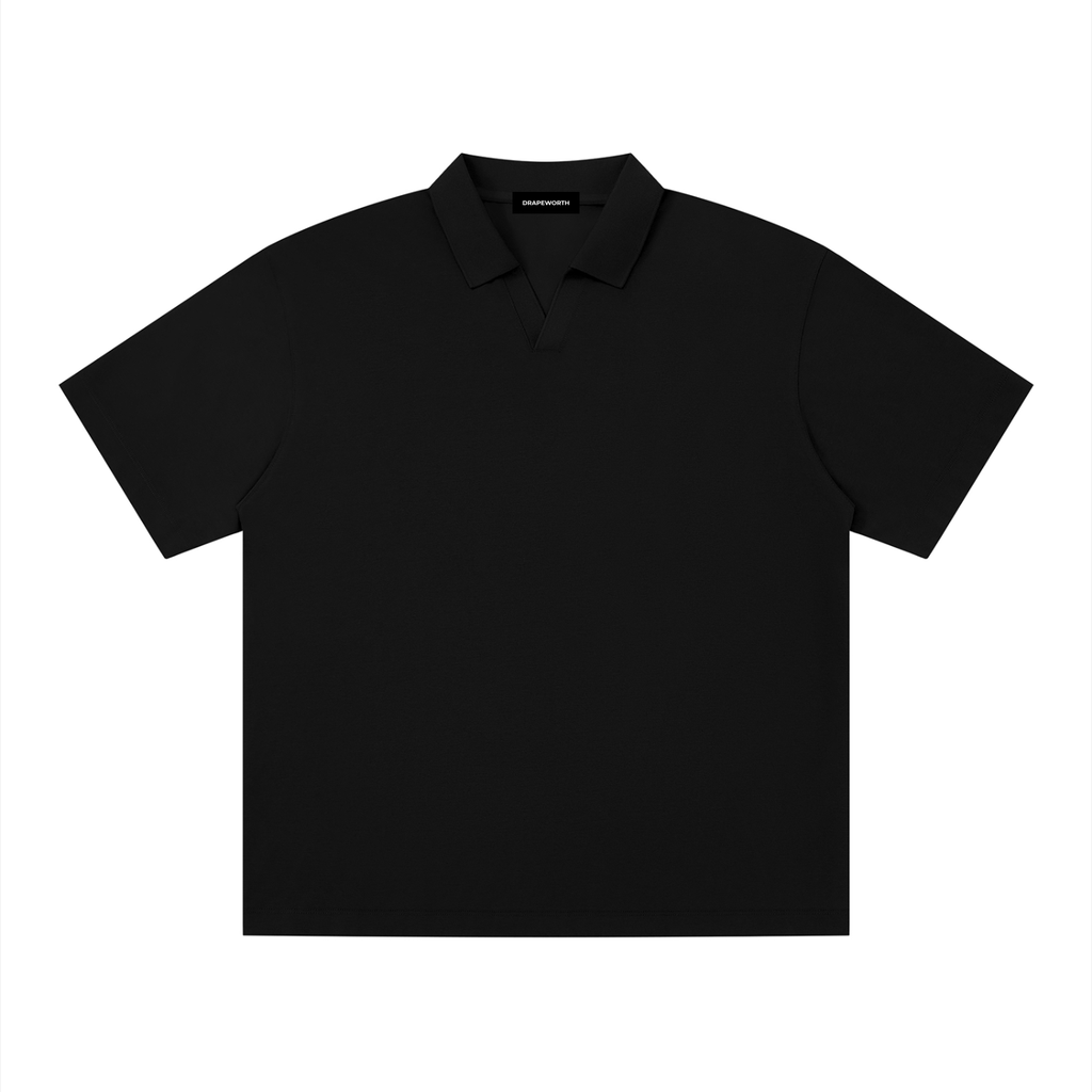 V-Neck Polo Tee – Short Sleeve Relaxed Fit (Lightweight Essential)