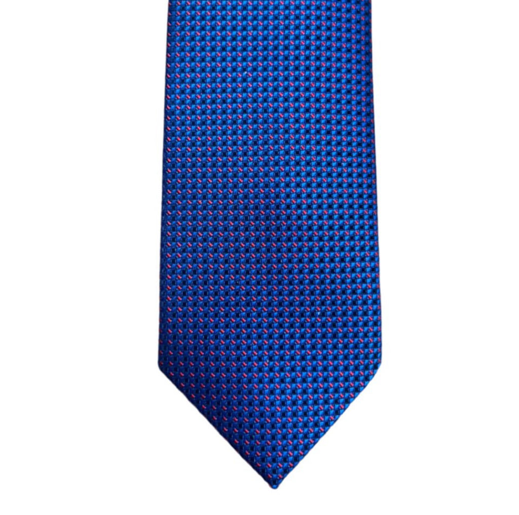 Royal Blue Necktie – White Microdot Jacquard (Classic Width)
