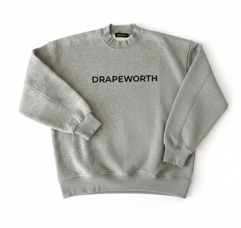 Oversized Cropped Sweatshirt – Slit Detail Signature Logo (DRAPEWORTH Edition)
