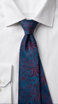 Midnight Blue Necktie – Burgundy Paisley Jacquard