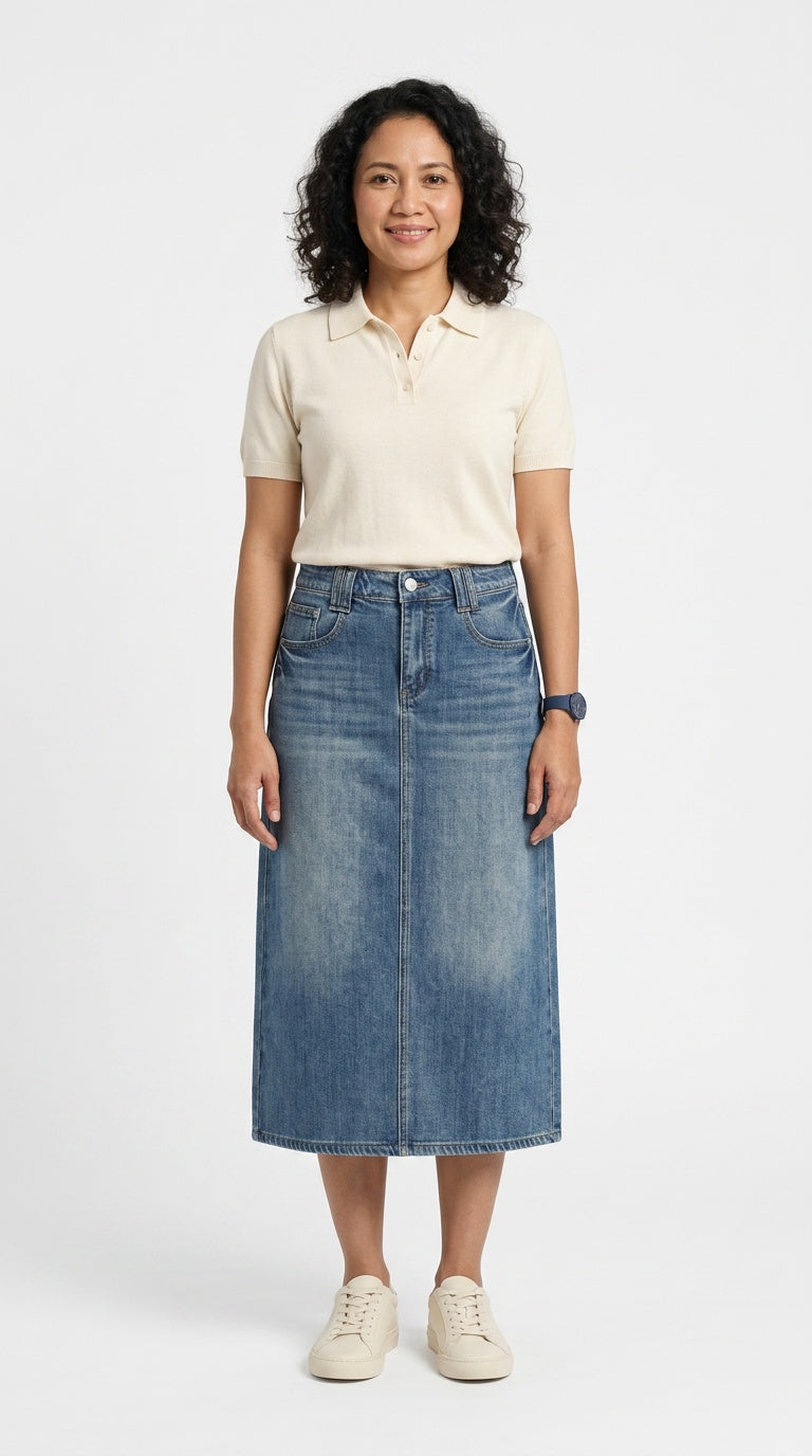 WASHED BODYCON SKIRT – MID WAIST FIT (ELEVATED EVERYDAY ESSENTIAL)