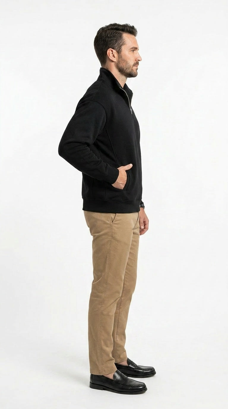 DRAPEWORTH Zip Collar Sweatshirt – Drop Shoulder Relaxed Fit