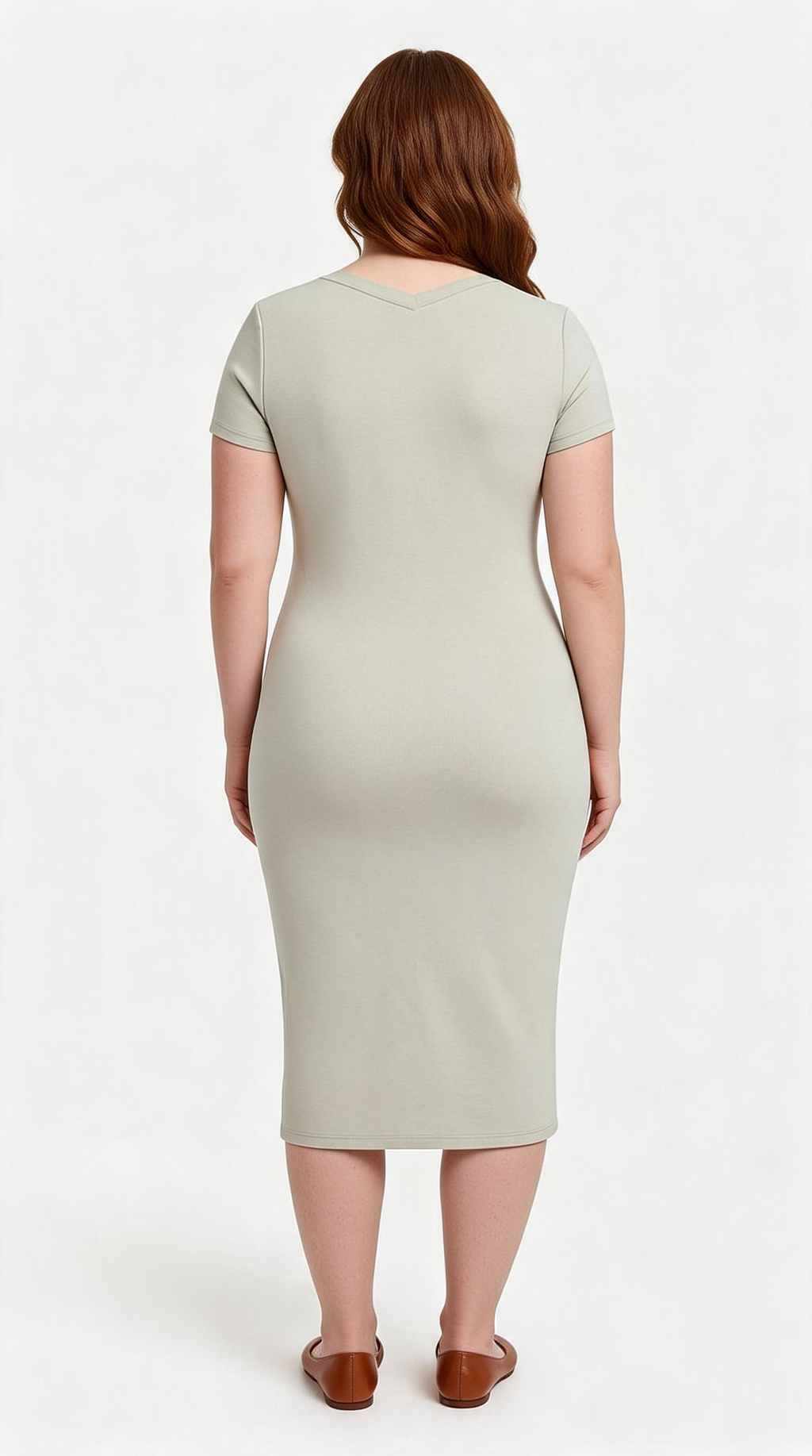 Bodycon Maxi Dress – V-Neck Slit Sculpted Fit (Tan)