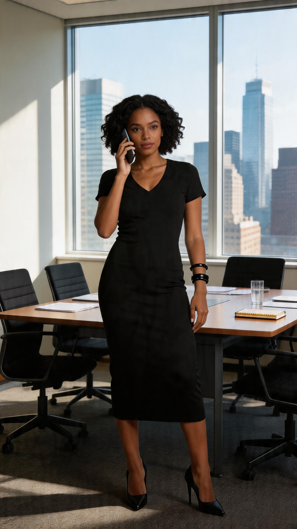 Bodycon Maxi Dress – V-Neck Slit Sculpted Fit