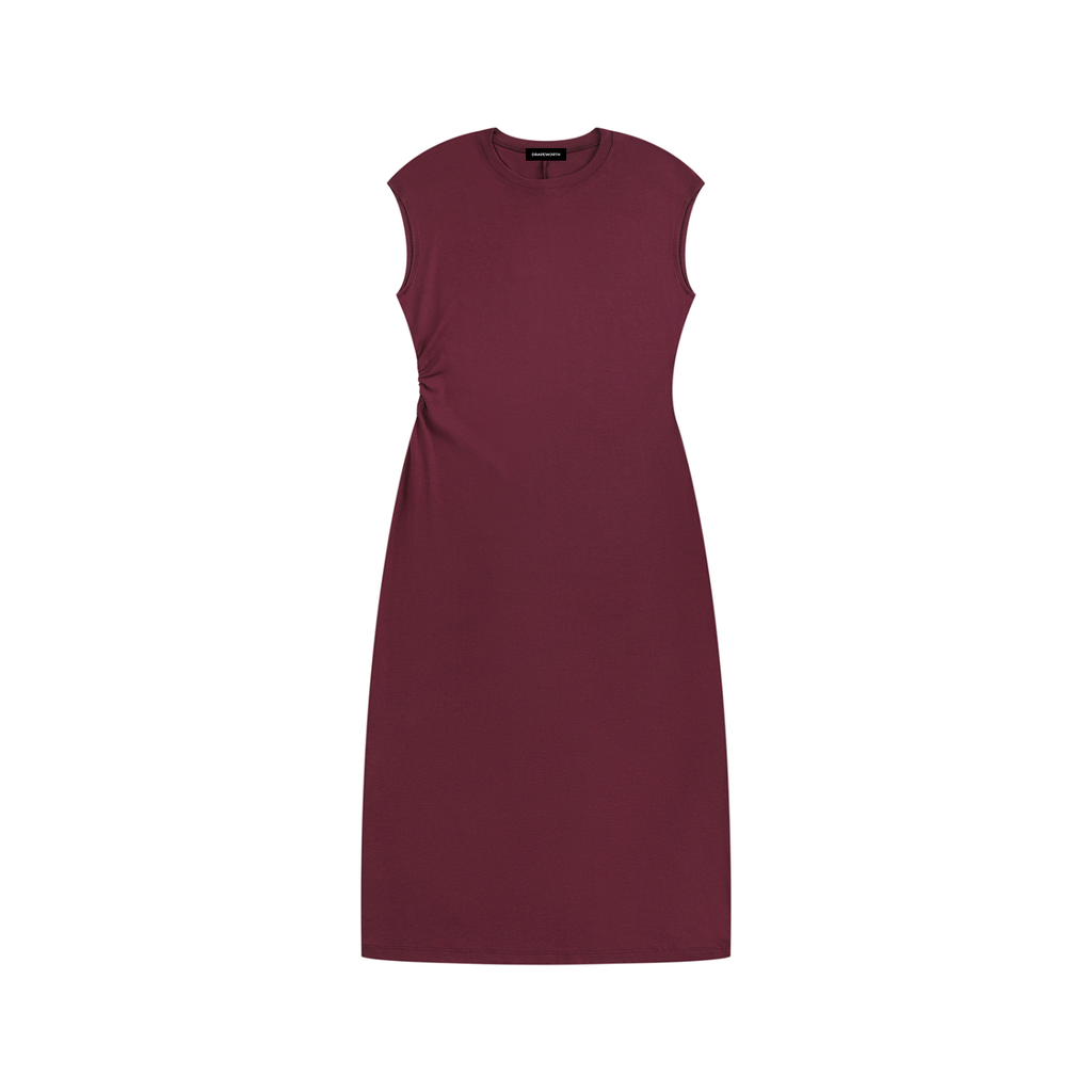 Ruched Sleeveless Midi Dress – Slim Fit — Drapeworth dress