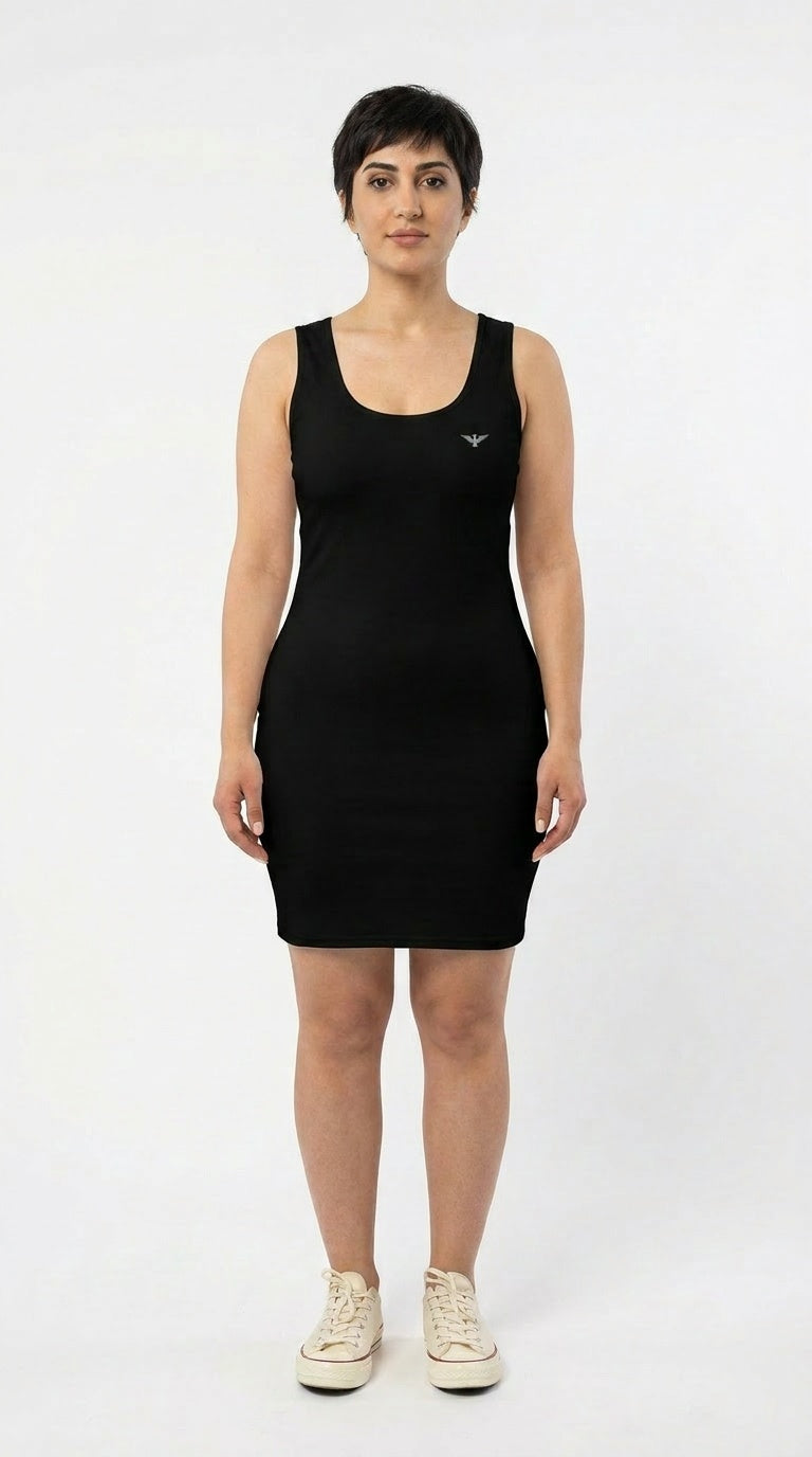ALL-OVER PRINT BODYCON DRESS – SCULPTED STRETCH FIT (STATEMENT STYLE ESSENTIAL)