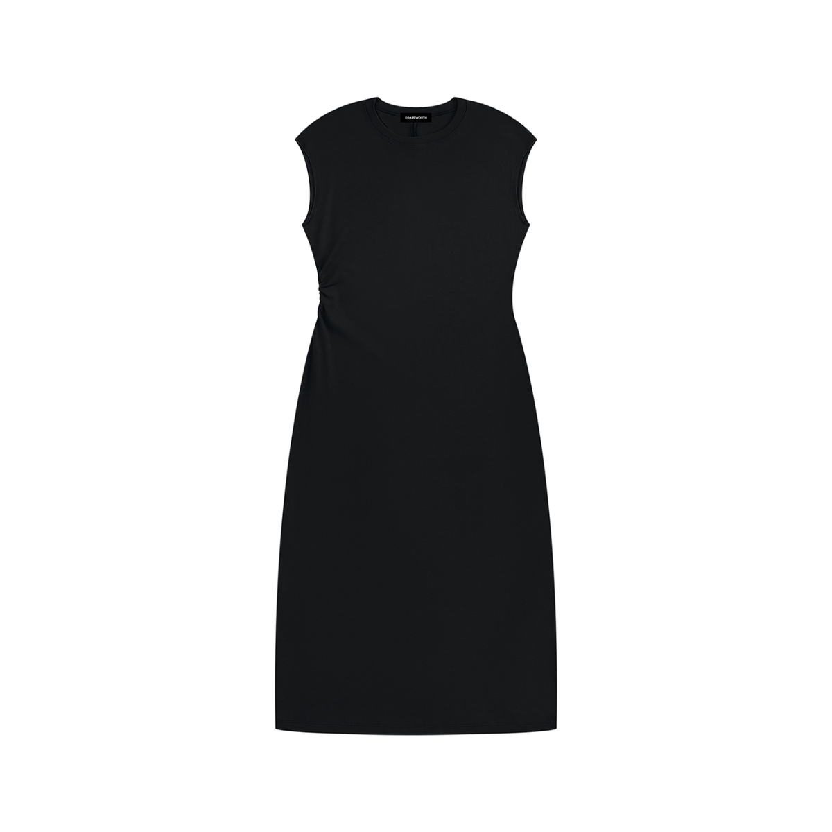 Ruched Sleeveless Midi Dress – Slim Fit — Drapeworth dress