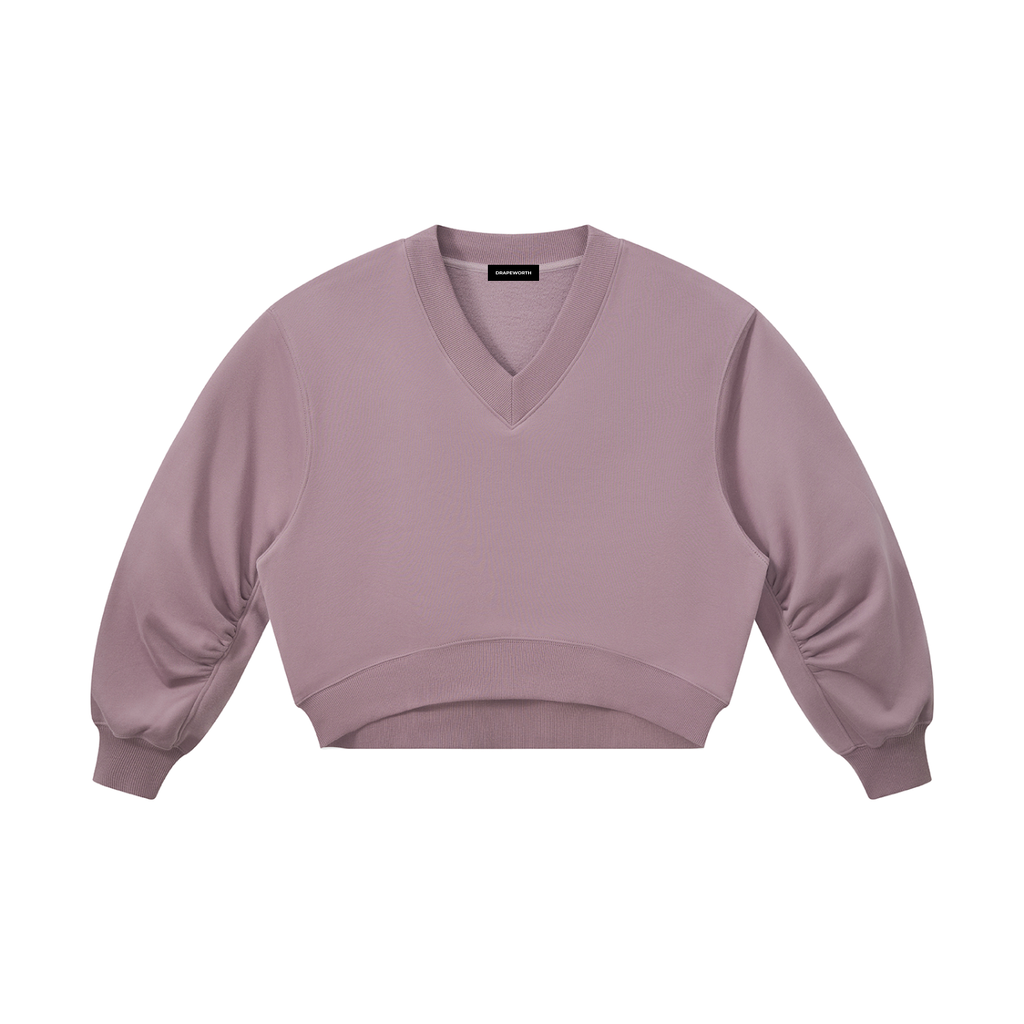 CROP V-NECK SWEATSHIRT