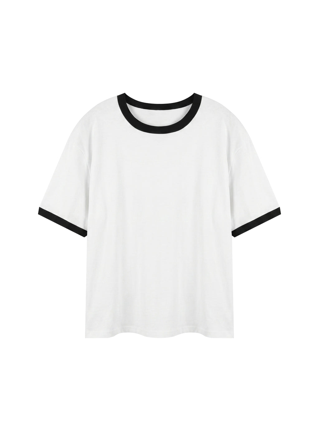 Contrast Edge Ribbed Crewneck T-Shirt