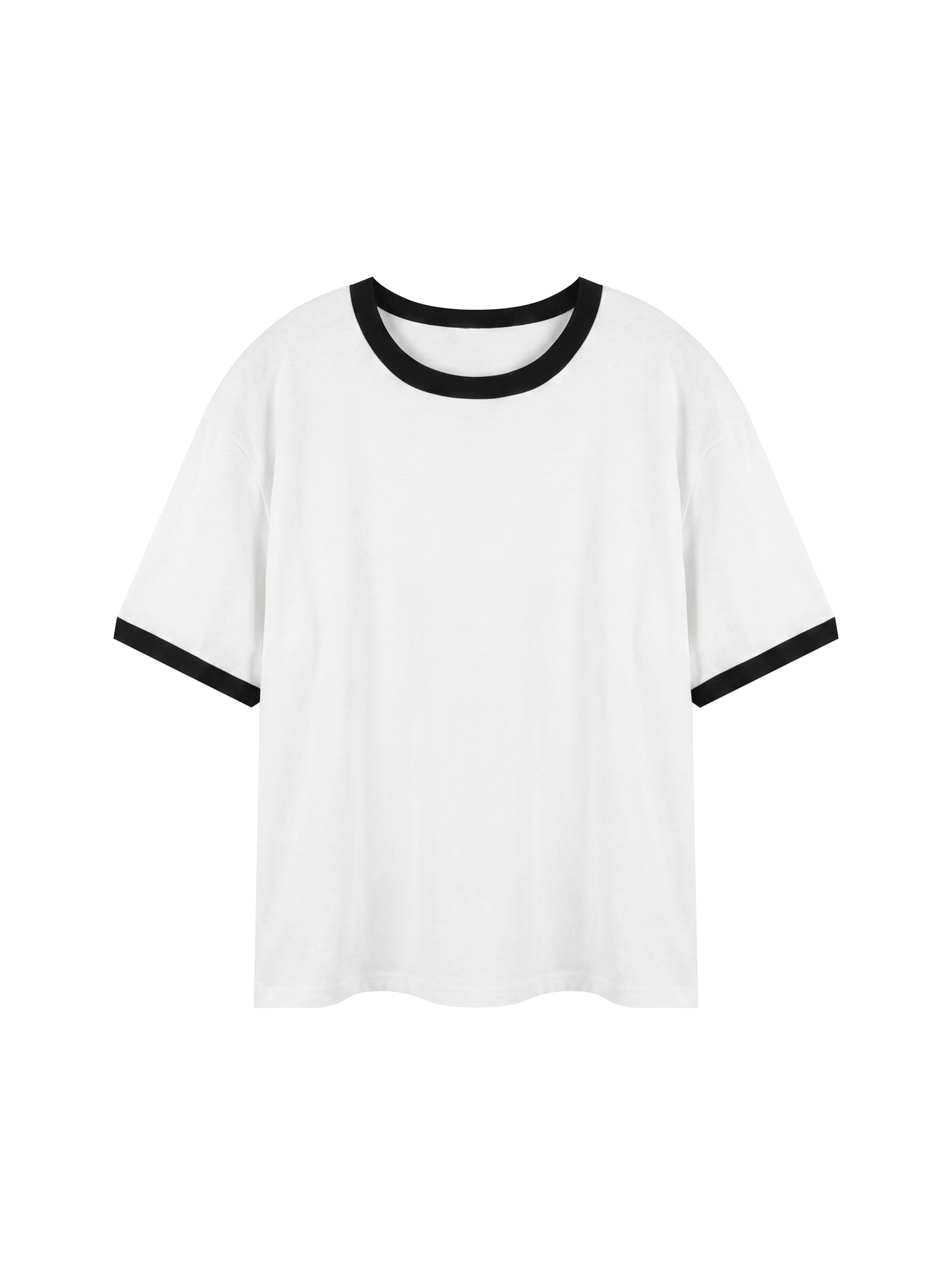 Contrast Edge Ribbed Crewneck T-Shirt