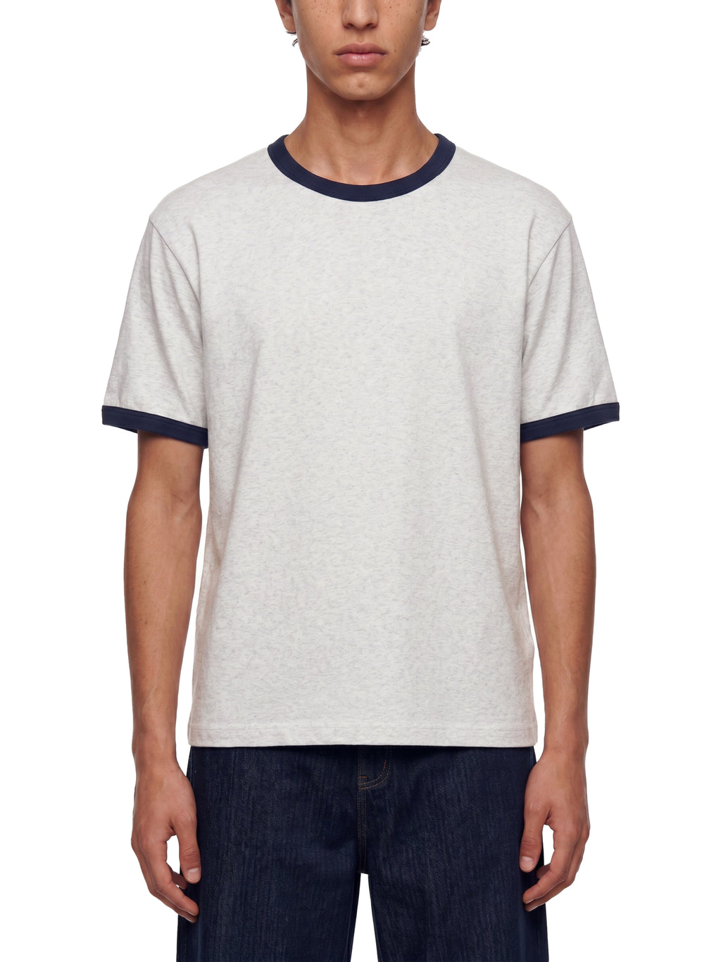 Contrast Edge Ribbed Crewneck T-Shirt