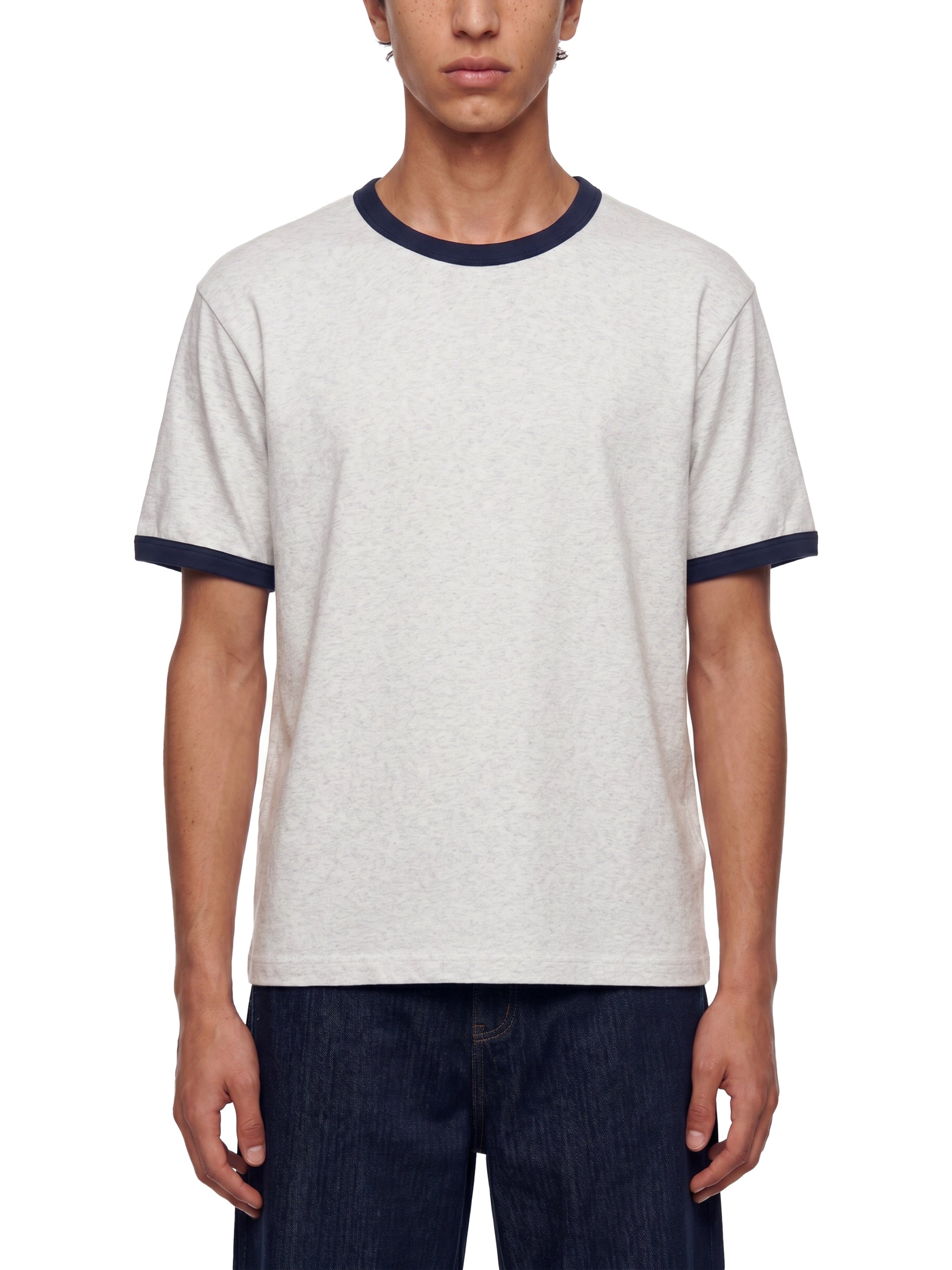 Contrast Edge Ribbed Crewneck T-Shirt