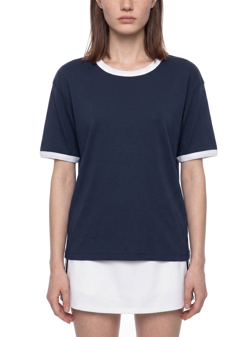 Contrast Edge Ribbed Crewneck T-Shirt