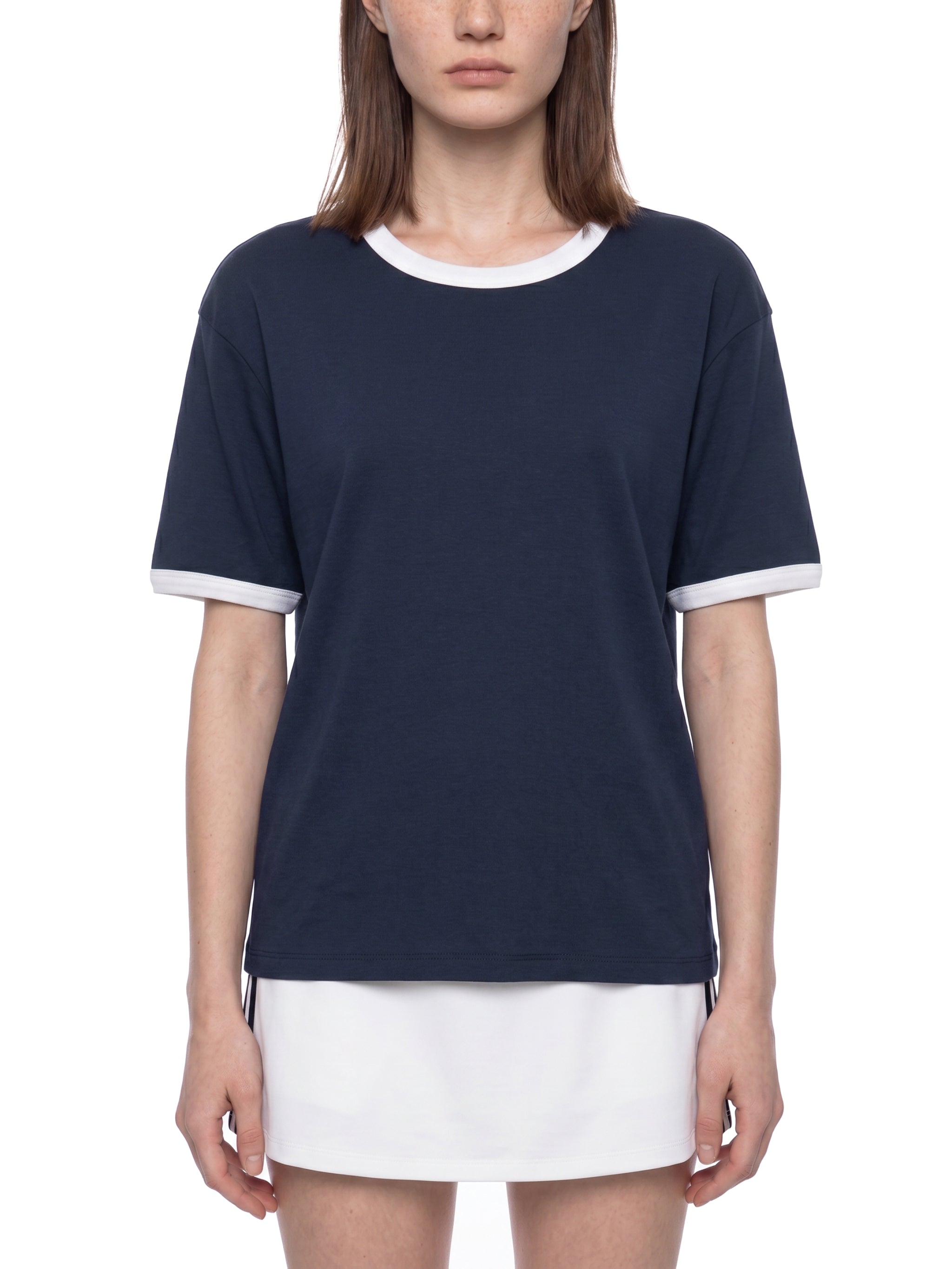 Contrast Edge Ribbed Crewneck T-Shirt