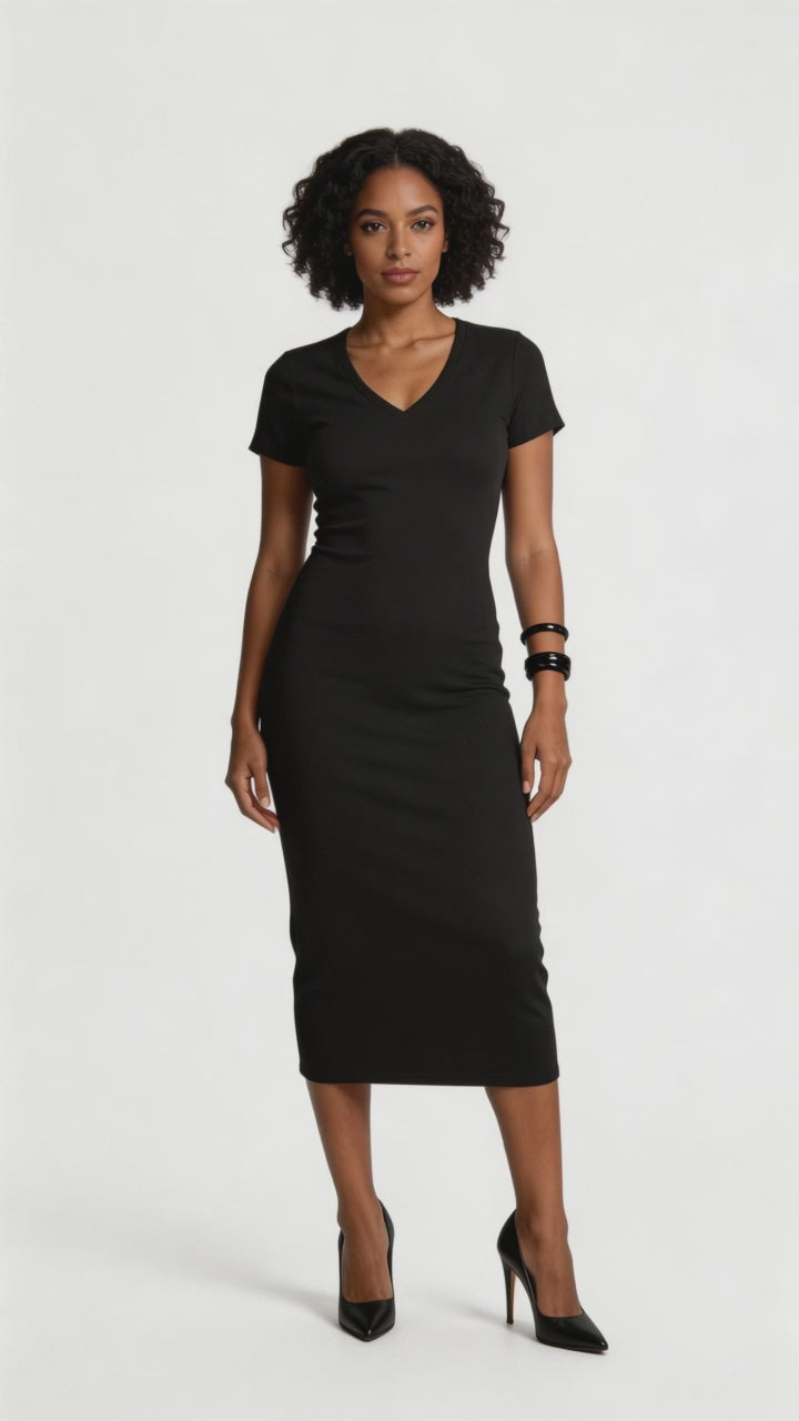 Black V-Neck Maxi