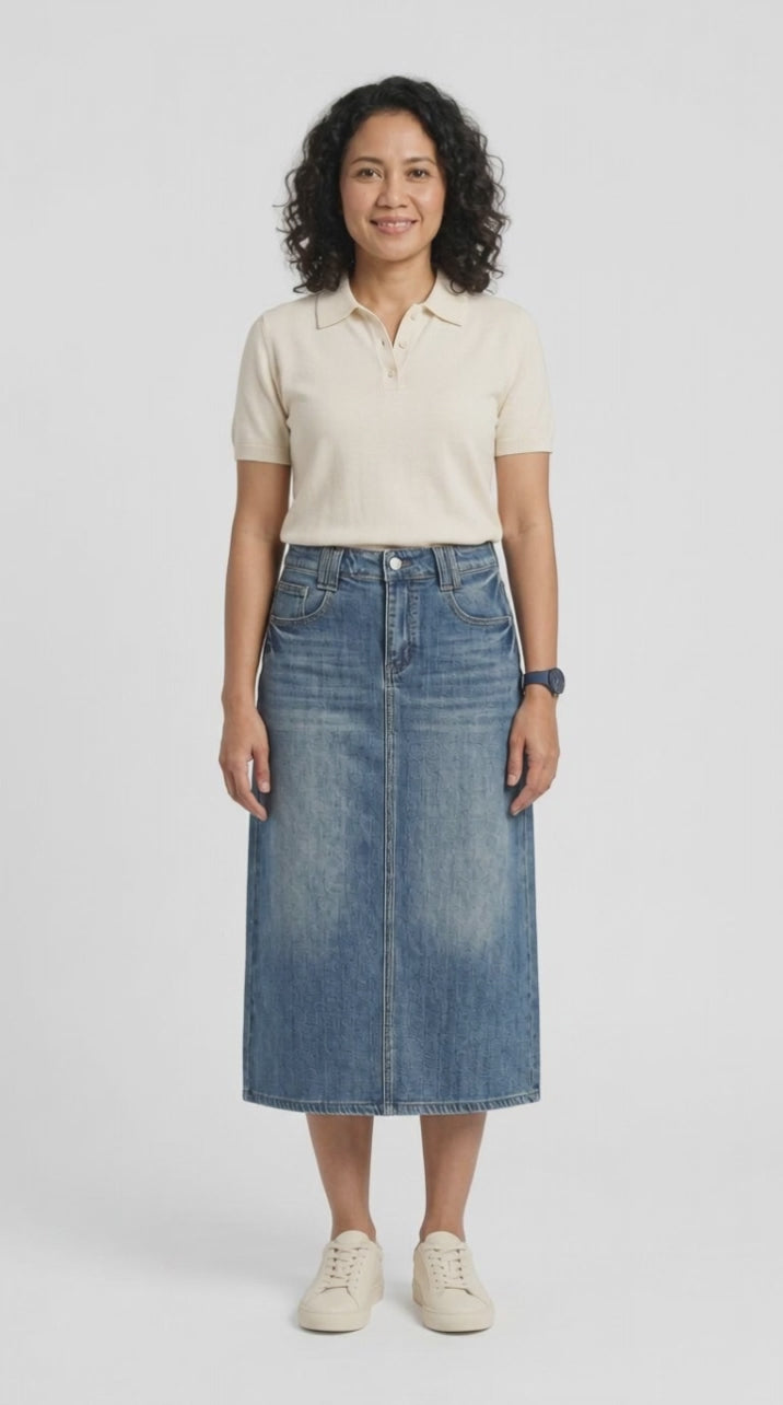 WASHED BODYCON SKIRT – MID WAIST FIT (ELEVATED EVERYDAY ESSENTIAL)