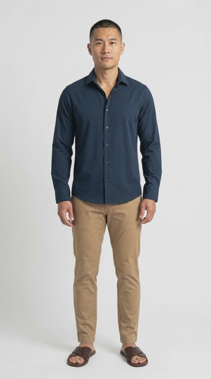 PERFORMANCE BUTTON-DOWN SHIRT – STRETCH OFFICE FIT (MODERN WORKWEAR ESSENTIAL)