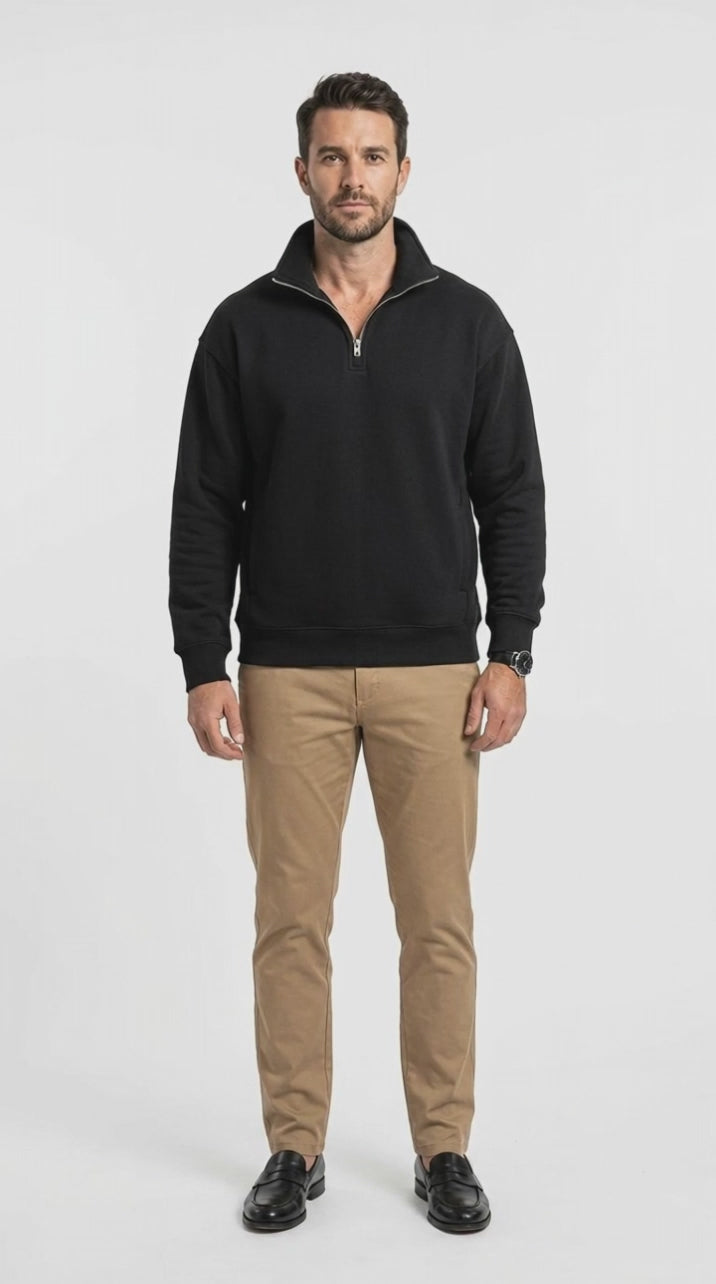 DRAPEWORTH Zip Collar Sweatshirt – Drop Shoulder Relaxed Fit